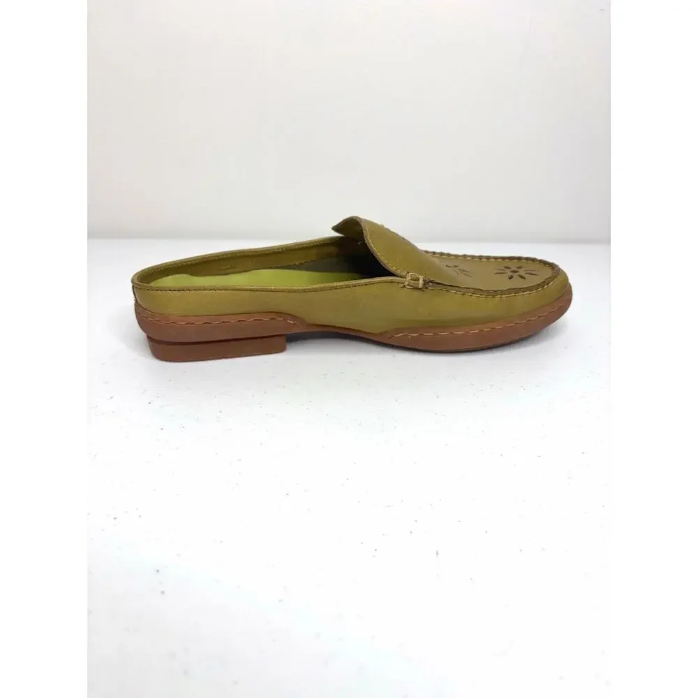 Eastland Fresno Leather Mules Slide-On Women's US 9M Chartreuse Comfort Artsy